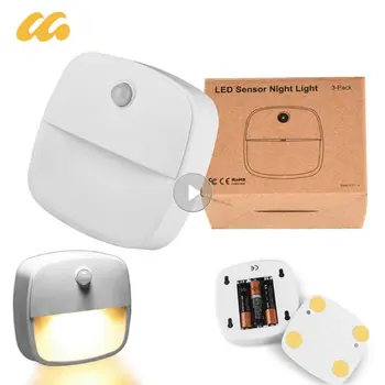 Светодиодный ночник с датчиком движения и беспроводным датчиком на батарейках, энергосберегающий светильник для помещения под шкаф, индукционная лампа для корпуса