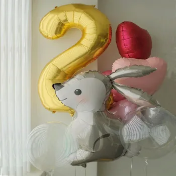 Сказочная тематическая вечеринка Мультяшный Пасхальный Кролик, Гелиевый шар, 30 дюймов, фольга с цифрами 1 2 3, Глобусы, украшение для детского Дня рождения, детская игрушка