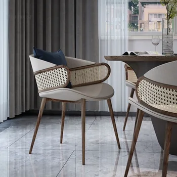 Скандинавские обеденные стулья, Ресторан, Дизайнерское кресло из массива дерева со спинкой высокого класса, гостиная, Современный минималистичный Легкий Роскошный обеденный стул