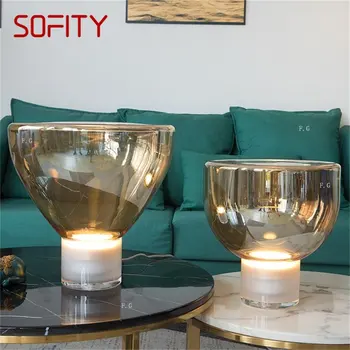 Современная настольная лампа SOFITY, простой стеклянный настольный светильник в скандинавском стиле, светодиодный светильник для гостиной, домашнего декора, прикроватной тумбочки
