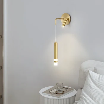 Современная прикроватная лампа TEMAR из золотой меди, просто Креативная латунная лампа-бра для домашней гостиной