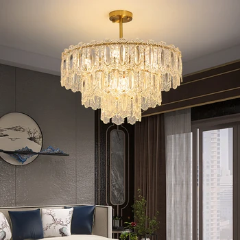 Современная роскошная потолочная подвесная люстра в гостиной, люстра в фойе спальни, подвесной светильник из французского стекла для кухонного обеденного стола