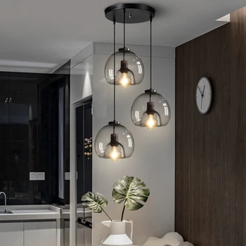 Современная Стеклянная подвесная лампа для столовой, прикроватный подвесной светильник в скандинавском стиле, спальня, кабинет, бар, внутреннее убранство, Подвесной светильник, освещение