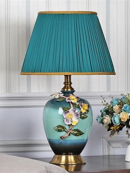 Современные настольные лампы TEMAR, Эмалированная керамическая настольная лампа LED для домашнего креативного оформления спальни в отеле