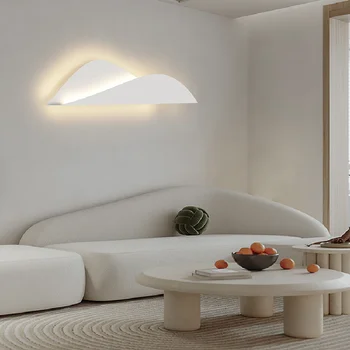 Современный белый светодиодный настенный светильник на фоне гостиной, настенный светильник для гостиничного прохода, дизайнерский простой настенный светильник в скандинавском стиле 90-260 В