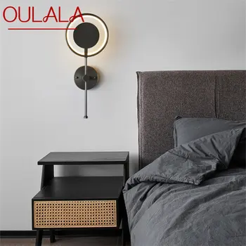 Современный Латунный настенный светильник OULALA LED 3 цвета, Винтажный Креативный Черный прикроватный бра для домашнего декора спальни и гостиной