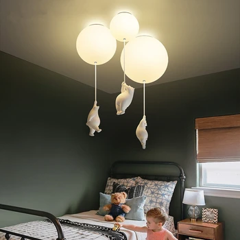 Современный светодиодный подвесной светильник для детской комнаты, комнаты для мальчиков и девочек, подвесные светильники для спальни с милым медведем, освещение в спальне в виде сердца, украшения в помещении