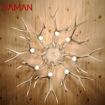 Современный светодиодный потолочный светильник SAMAN, креативный дизайн светильника в виде оленьих рогов, люстра для гостиной и столовой