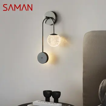 Современный светодиодный светильник SAMAN из черной меди, 3 цвета, прекрасное креативное бра для домашнего декора спальни