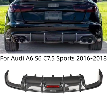 Спойлер Заднего Диффузора Из Настоящего Углеродного Волокна Для Audi A6 S6 C7.5 Sline Sports 2016-2018 KB Style Защита Бампера автомобиля