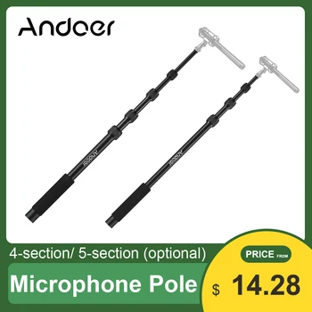 Стойка для микрофона Andoer Ручной Рычаг для микрофонной стрелы, 5-секционный / 4-секционный Выдвижной Рычаг для Микрофона с поролоновой Рукояткой, поворотные замки 40 см-155 см