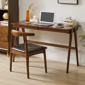 Стол из массива дерева для домашнего ноутбука, письменный стол для студентов, простой письменный стол в скандинавском стиле, обеденный стол для маленькой семьи
