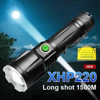 Супер XHP220 Мощные Светодиодные Фонари USB Перезаряжаемый Фонарь XHP50.2 Тактическая Вспышка Высокой Мощности Масштабируемые Ручные Фонари для Кемпинга