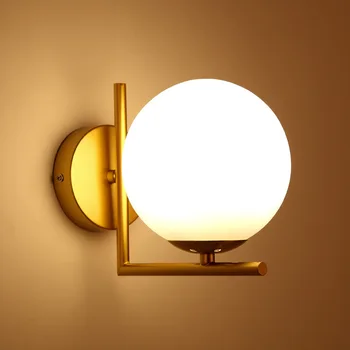 Сферический настенный светильник Краткое Описание Настенные светильники для спальни и кабинета Простая прикроватная лампа Nordic Wall Engineering Lamp Новая модель Золото Черный