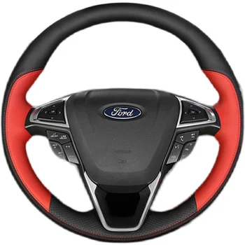 Сшитая вручную черно-красная кожаная крышка рулевого колеса автомобиля в спортивном стиле для Ford Fusion Mondeo 2013 2014 EDGE 2015 2016