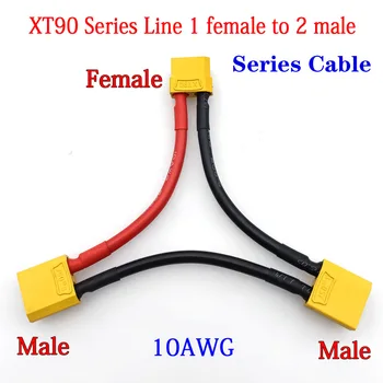 Тандемный кабель XT90, силиконовый провод, модели 10AWG, адаптер для аккумулятора, увеличивающий напряжение, Y-образный соединительный кабель для мужчин и женщин