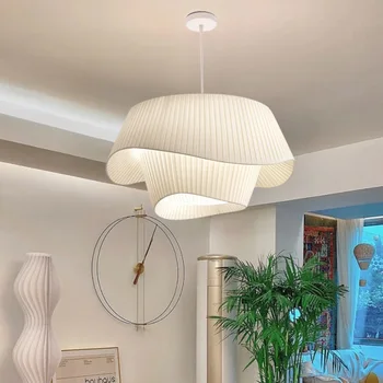 Тканевый белый подвесной светильник для спальни, лампа для домашнего декора, подвесной светильник скандинавского простого дизайна, современные подвесные люстры