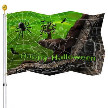 Украшения для Хэллоуина, флаг, Забавная паутина, призраки, Флаги деревьев, полиэстер с латунными люверсами, принадлежности для вечеринок, вывески во дворе, домашний декор