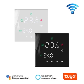 Умный термостат Tuya WiFi Белый или черный для воды Электрический напольный газовый котел для отопления Работает с Google Home Alexa
