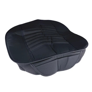 Универсальная подушка для переднего сиденья автомобиля из искусственной кожи, мягкий дышащий чехол из бамбукового древесного угля, полностью черный