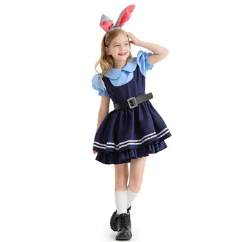 Униформа полицейского на Хэллоуин для девочек, костюмы Для детей, Детский Кролик-детектив, косплей, Карнавал, Пурим, Ролевая игра, шоу, праздничное платье
