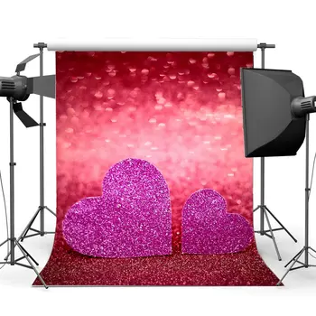 Фон для фотосъемки на День Святого Валентина Боке с милым сердечком, свадебный фон с красными блестками и пайетками