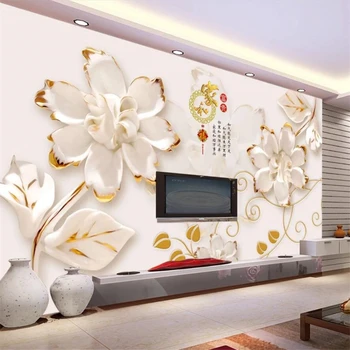 фотообои wellyu на заказ 3d papel de parede большая фреска с тиснеными цветами модная гостиная обои фоновые обои