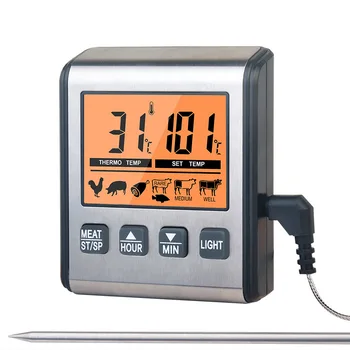 Цифровой кухонный термометр с подсветкой для барбекю с функцией таймера, датчик температуры мяса, инструменты для измерения температуры пищевых продуктов
