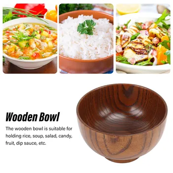 Чаша из натурального дерева ручной работы, деревянная чаша в японском стиле, Сервировочная Кухонная посуда для лапши, рисового супа, салата с соусом
