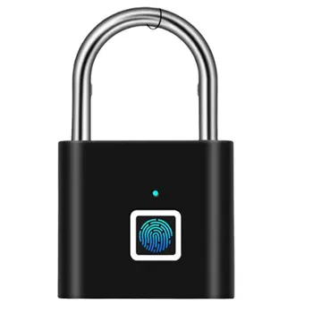 Черный Серебристый Бесключевой USB-аккумуляторный Дверной замок из цинкового сплава, Интеллектуальный водонепроницаемый замок с отпечатками пальцев, Быстроразъемный замок безопасности