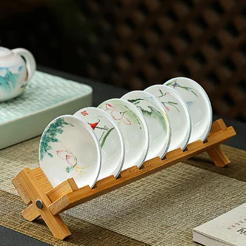 Чистая ручная роспись бамбуковой шляпной чашки с дренажной рамкой керамическая подглазурная чайная чашка кунг-фу белого фарфора чайная чашка