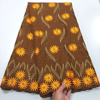 швейцарская кружевная ткань 5 ярдов 2022 новейшая тяжелая вышивка бисером Африканские 100% хлопчатобумажные ткани швейцарское вуалевое кружево популярный дубайский стиль