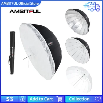 Широкий 105 см 130 см 160 см Глубокий Параболический Черный Серебристо-белый Светоотражающий зонт для студийного освещения, рассеиватель зонта, ткань для покрытия